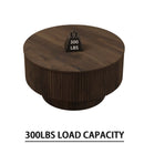 Modern Circular Coffee Table With Stripe Design And Storage Space