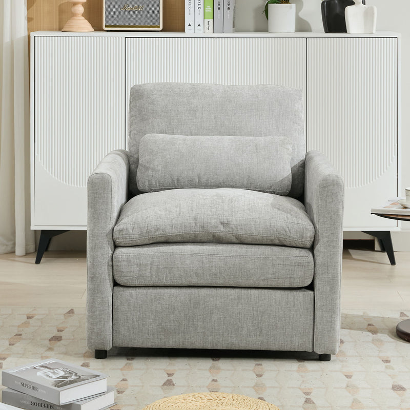 Cozy Upholstered Plush Cushion Armchair For Living Room