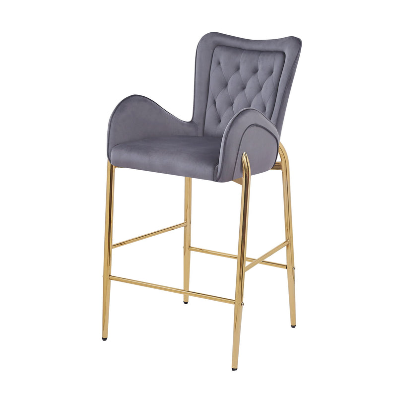 Velvet Fabric Counter Height Bar Stools (Set of 2)