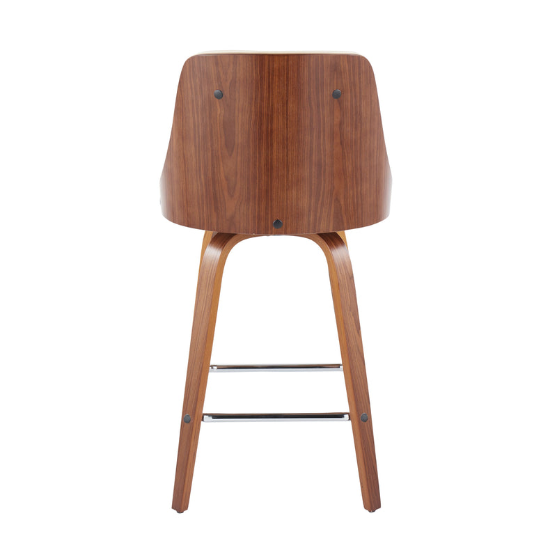 Gianna - Mid Century Modern Fixed Height Counter Stool With Swivel With Square Footrest (Set of 2)