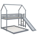 House Bunk Bed With Slide And Built In Ladder
