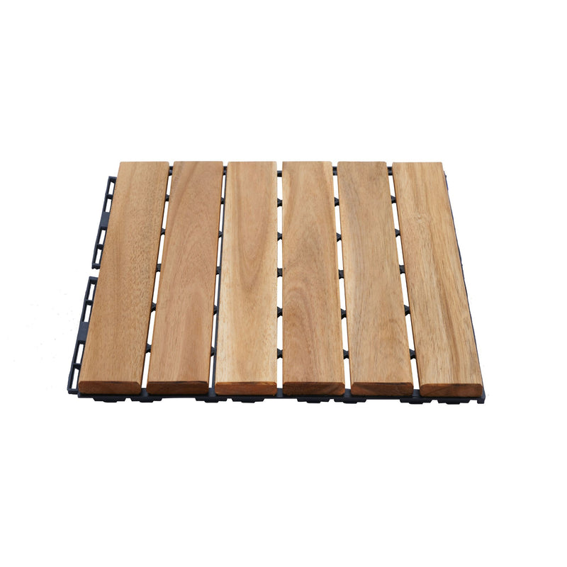 Interlocking Deck Tiles Striped Pattern, Waterproof Anti Mildew Brown