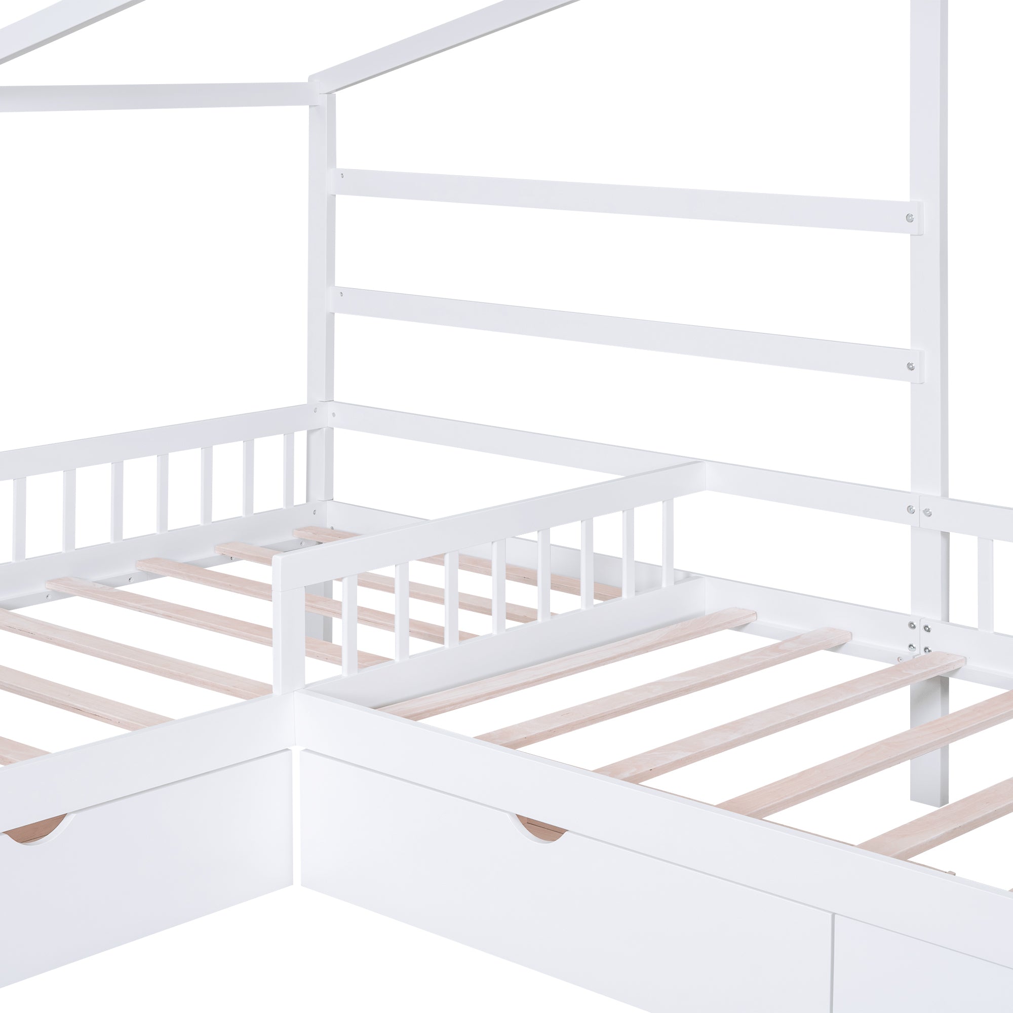 Twin Size House Platform Bed with Three Storage Drawers,White - Atlantic Fine Furniture Melbourne FL