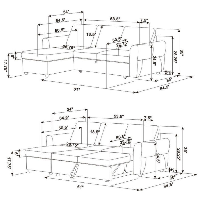 Samantha - Upholstered Storage Sleeper Sectional Sofa