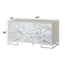 Panos - Console Cabinet - White Marble Print & Chrome