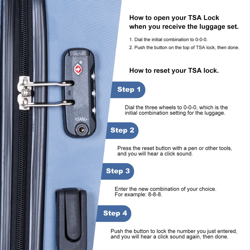 Luggage 4 Piece Lightweight Suitcase With Rotating Wheels With Tsa Lock,