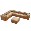 Contemporary Elegant White Chenille Sofa With Storage And Ottoman