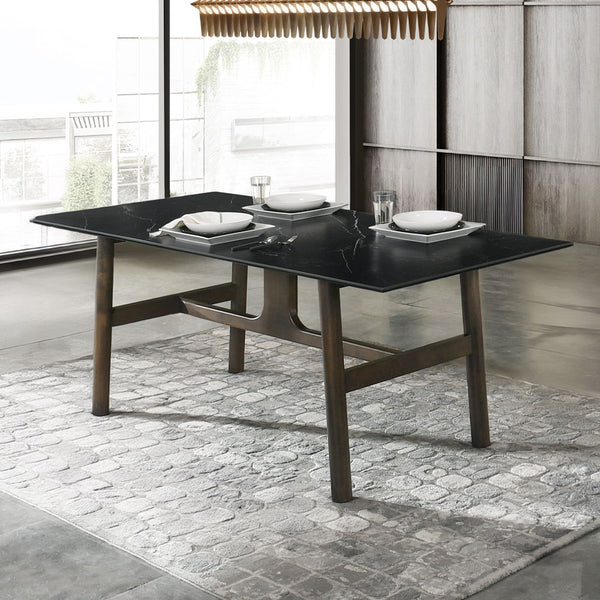 Destin - Dining Table - Sintered Stone & Walnut Finish