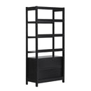Transitional Wide Reeded Bookshelf With Drawers On Bottom