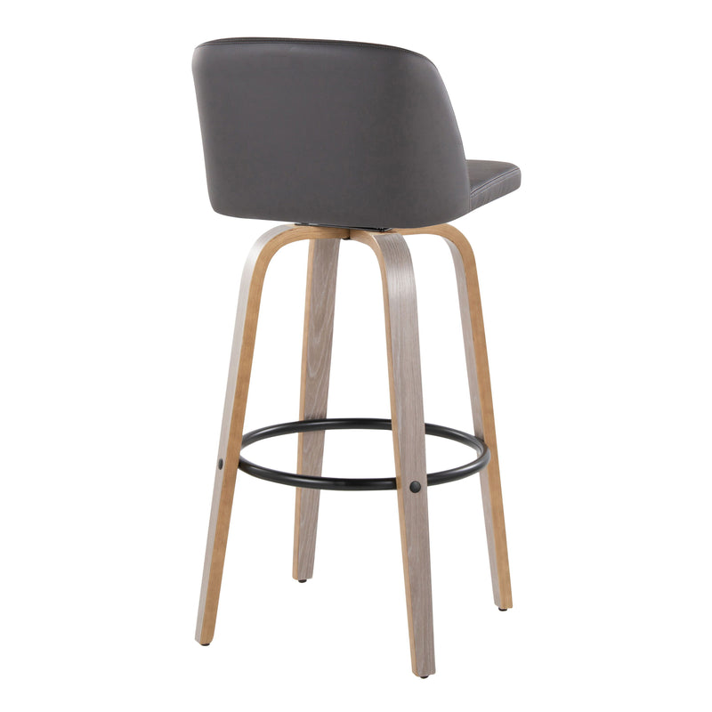 Toriano - Mid-Century Modern Fixed Height BarStool With Round Footrest (Set of 2)