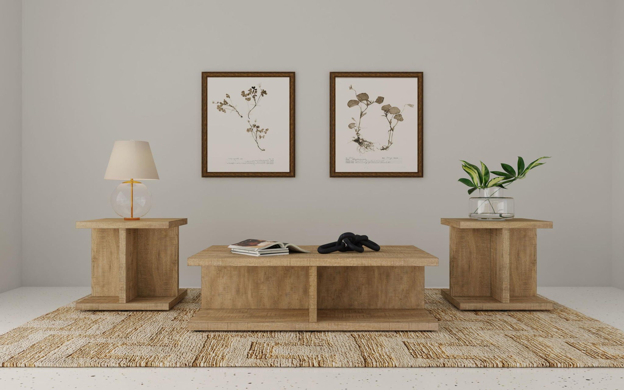 Cortona 3-piece Coffee and End Table Set Mango - Atlantic Fine Furniture Melbourne FL