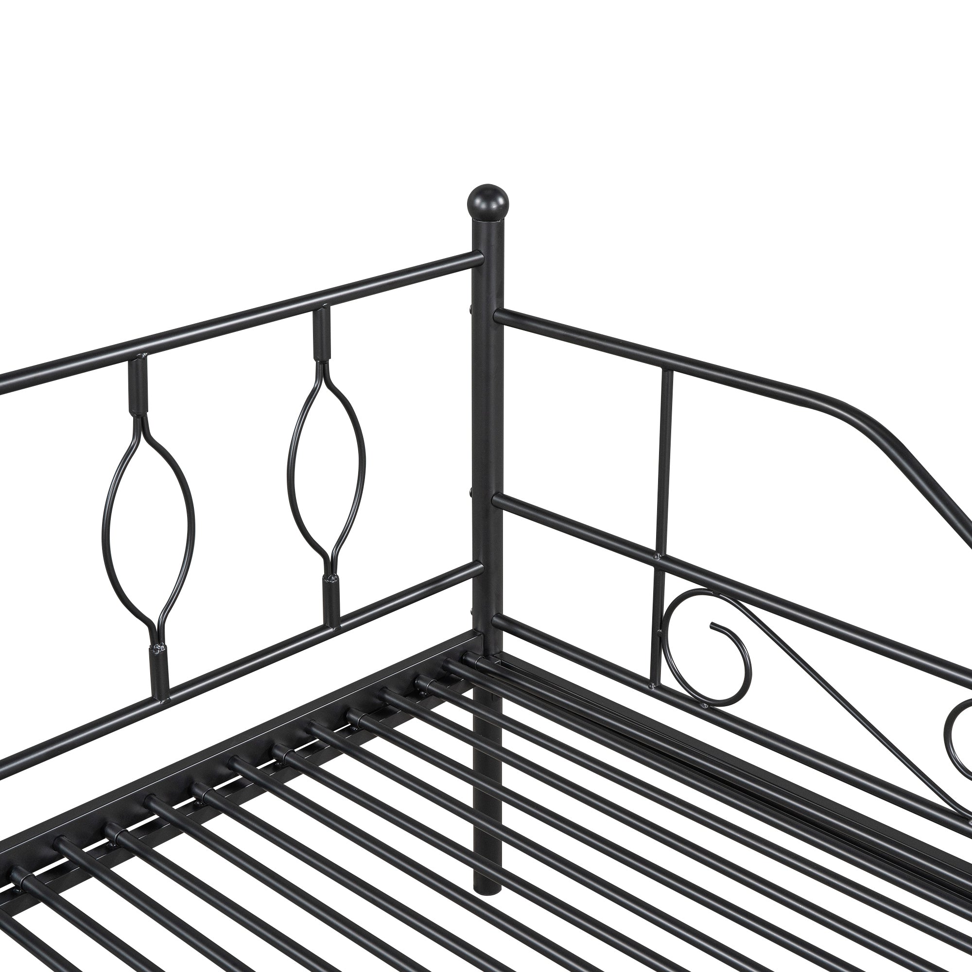 Twin Size Metal Daybed with Trundle, Daybed with Slat No Box required Black - Atlantic Fine Furniture Melbourne FL