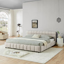 Modern Platform Bed Frame With Thick Chenille Fabric