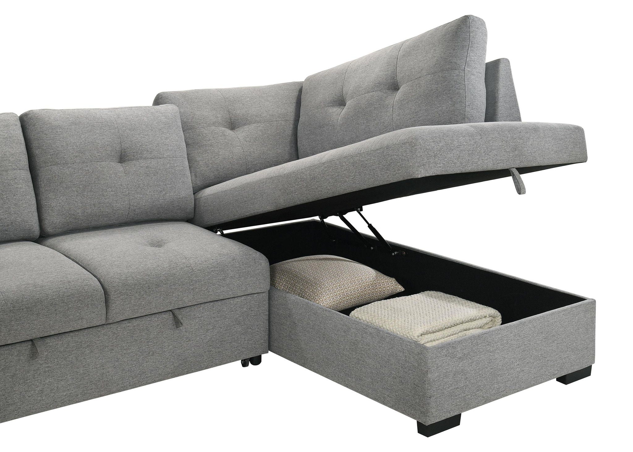 Roanne Fabric Upholstered Sleeper Sectional Sofa Grey - Atlantic Fine Furniture Melbourne FL