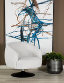 Dave - Upholstered Barrel Back Swivel Club Chair - Beige