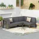Aura - 2 Piece Outdoor Set With X Back Left Bench And Corner - Dark Gray