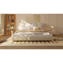 Luxury Upholstered Platform Bed With Oversized Padded Backrest And Solid Wood Frame