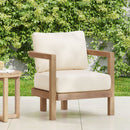 Outdoor Acacia Wood Patio Club Chair, Waterproof Thick Cushion, Deep Seating