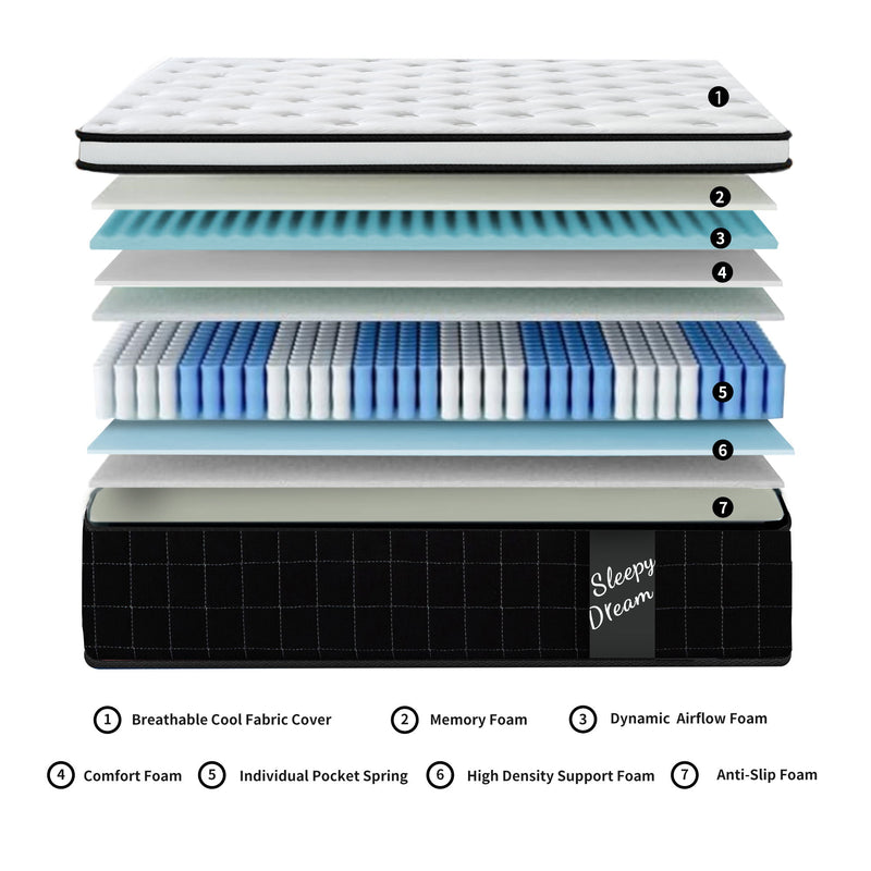 12" Hybrid Mattress With Individual Pocket Spring, Comortable Memory Foam