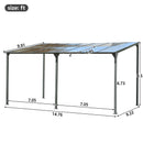 Outdoor Wall Mounted Gazebo With Sloped Roof Design, Uv Protection, And Durable Iron Frame - Gray