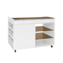 Multi-Functional Storage Island Movable Storage Cabinet Island Vanity Dresser With 3 Side Storage Drawer, A Reversible Top Storage Space And 2 Glass Display Shelves - White
