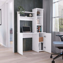Muncy Computer Desk with Ample Work Surface, Hutch Storage and Single Door Cabinet with 3-Tier Shelves, Black