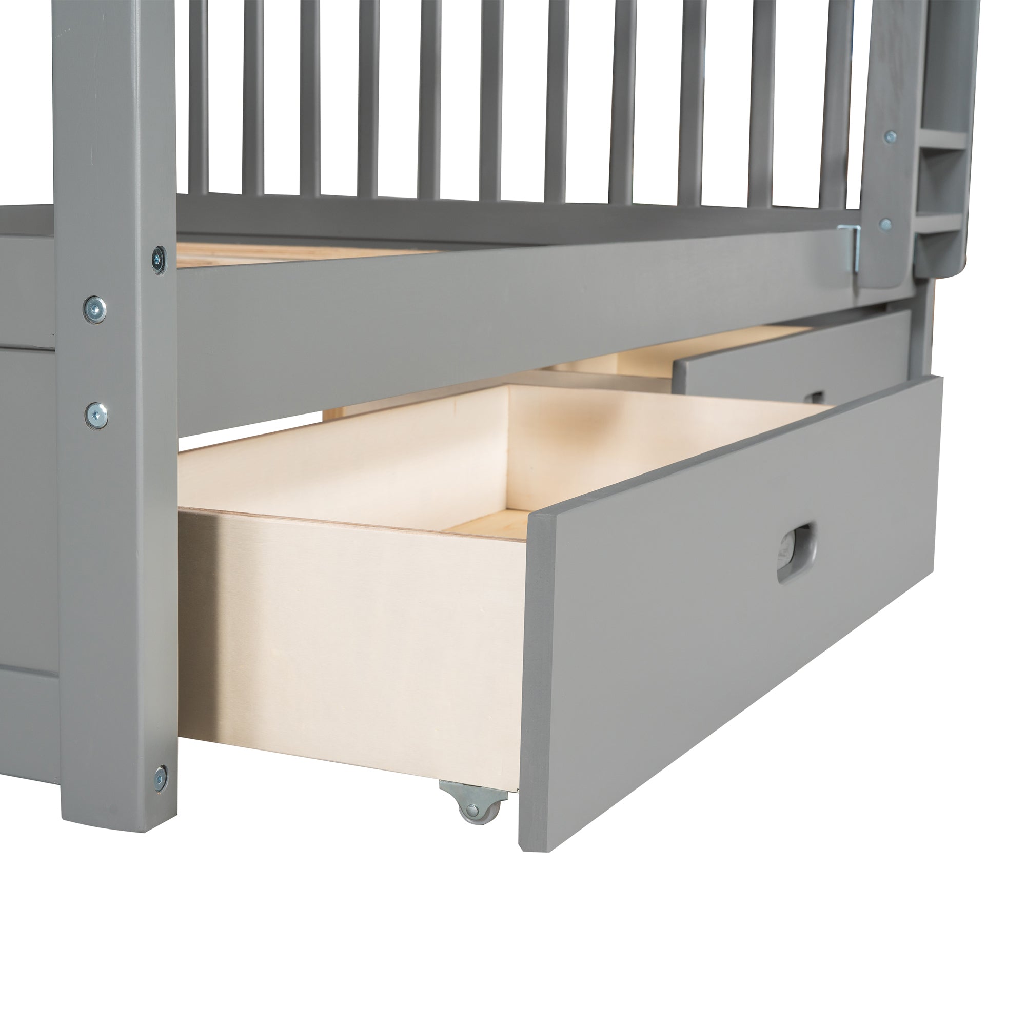 Full-Over-Full Bunk Bed with Ladders and Two Storage Drawers (Gray)(OLD SKU:LT000365AAE) - Atlantic Fine Furniture Melbourne FL