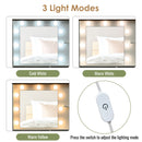 Farmhouse Makeup Vanity Desk With Mirror And Lights, 3 Lighting Modes, Vanity Set With Stool, Dressing Table With Adjustable Shelves, 2 Drawers And Side Cabinet For Bedroom - White