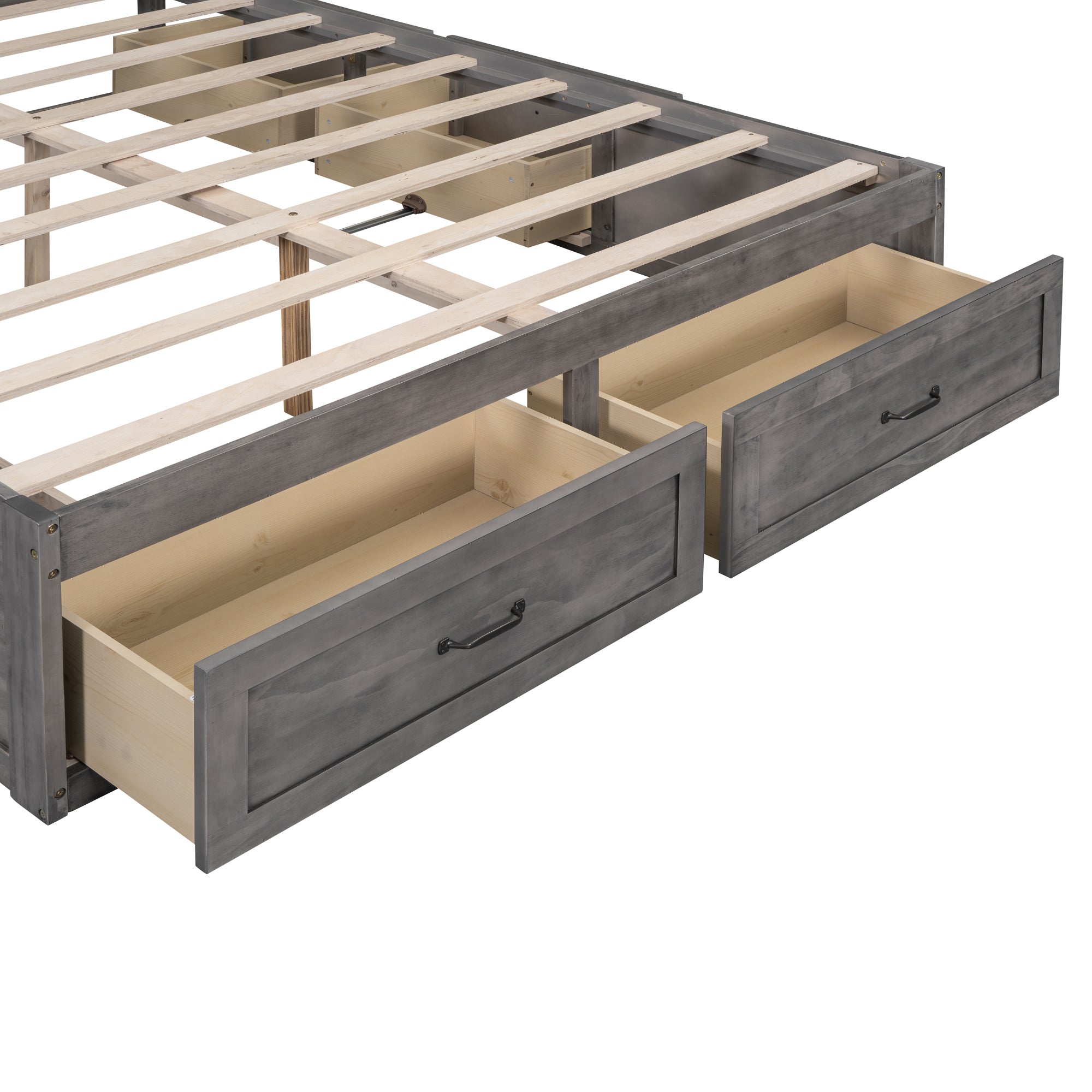 Full Size Platform Bed with 6 Storage Drawers,Antique Gray - Atlantic Fine Furniture Melbourne FL