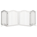 4 Panel Freestanding Pet Gate With Foldable Design And Support Feet - White