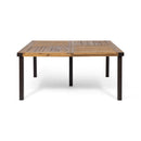 Lankershim - Modern Industrial Dining Table With Acacia Wood Slat Design - Teak