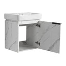 Wall Mounted Bathroom Vanity With Ceramic Sink And Storage Cabinet