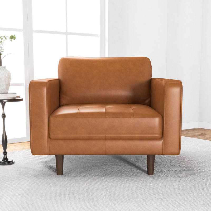 Catherine - Leather Lounge Chair (Tan Leather) - Orangeo0