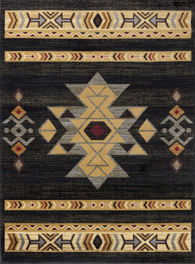 Tribes - 5'3" X 7'3" Southwest Area Rug - Black