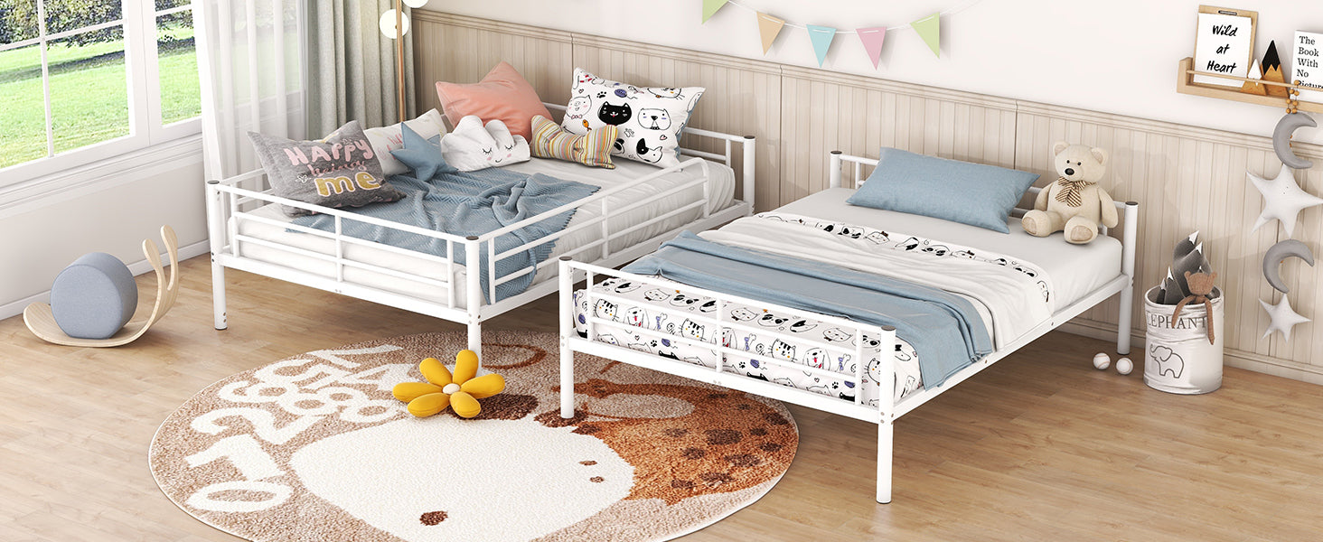 Full Over Full Metal Bunk Bed, White - Atlantic Fine Furniture Melbourne FL