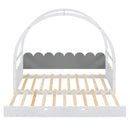 Twin size stretchable vaulted roof bed, children's bed pine wood frame, white+gray