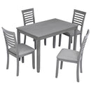 5 Pieces Modern Dining Set, Rectangular Wooden Dining Table With 4 Upholstered Chairs
