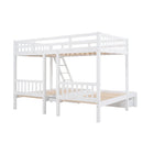 Full Over Twin & Twin Bunk Bed, Wood Triple Bunk Bed with Drawers and Guardrails, White (OLD SKU: LP000143AAK)