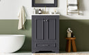 Bathroom Vanity With Ceramic Sink Combo, Modern Freestanding Storage Cabinet With Silver Handles