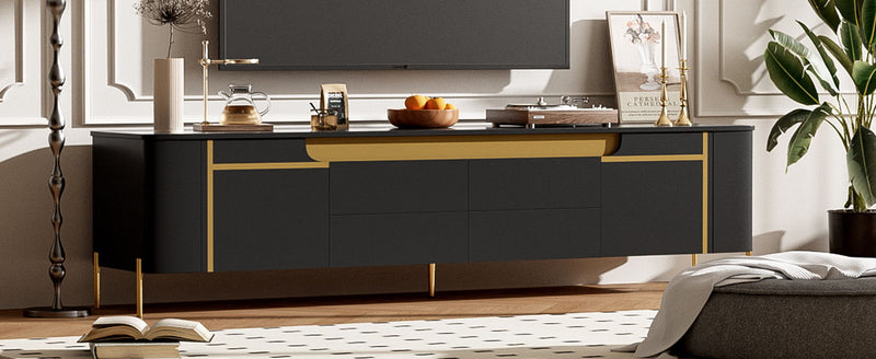 TV Stand For TVs Up To 80" With 4 Drawers And 2 Spacious Cabinets