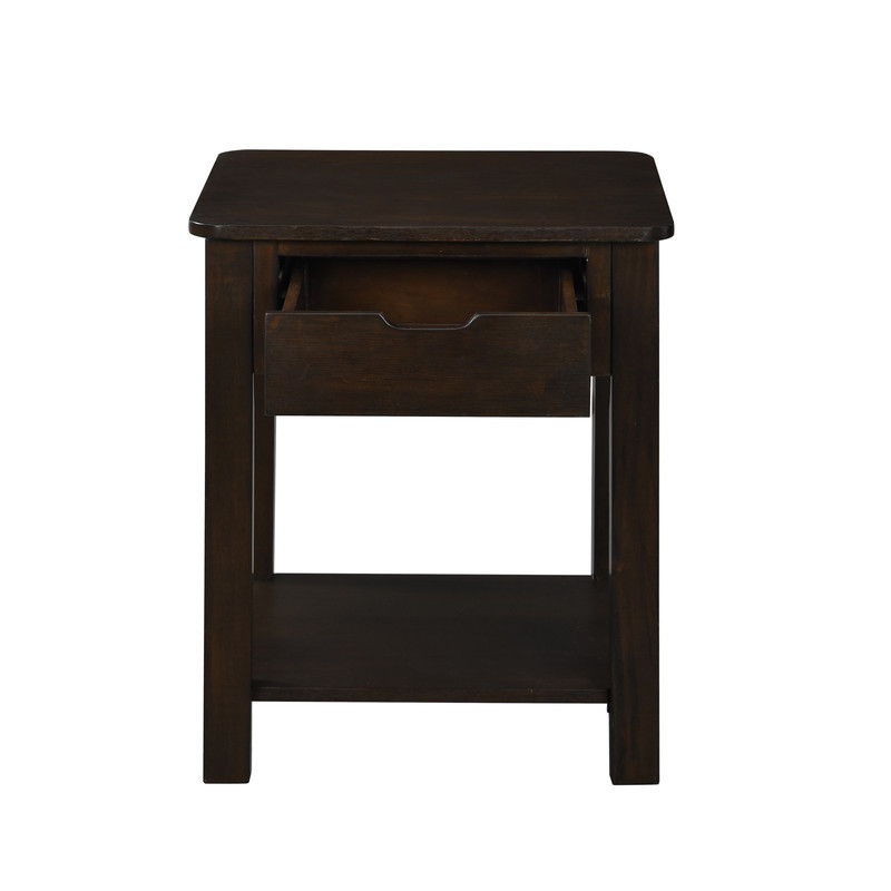 Flora - 20" MDF End Table With Drawer - Dark Brown