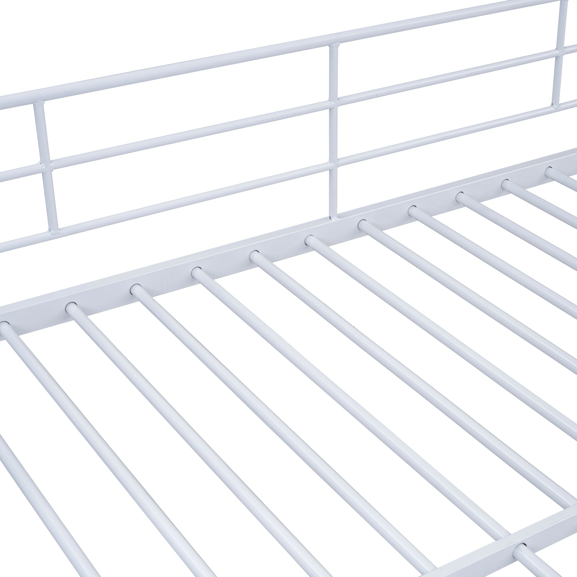 Full Over Full Metal Bunk Bed with Lateral Storage Ladder and Wardrobe, White - Atlantic Fine Furniture Melbourne FL