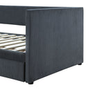 Corduroy Daybed With Two Drawers And Wood Slat