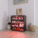 4 Layers Shoe Cabinet With Glass Door And Glass Layer Shoes Display Cabinet With LED Light Bluetooth Control - Black