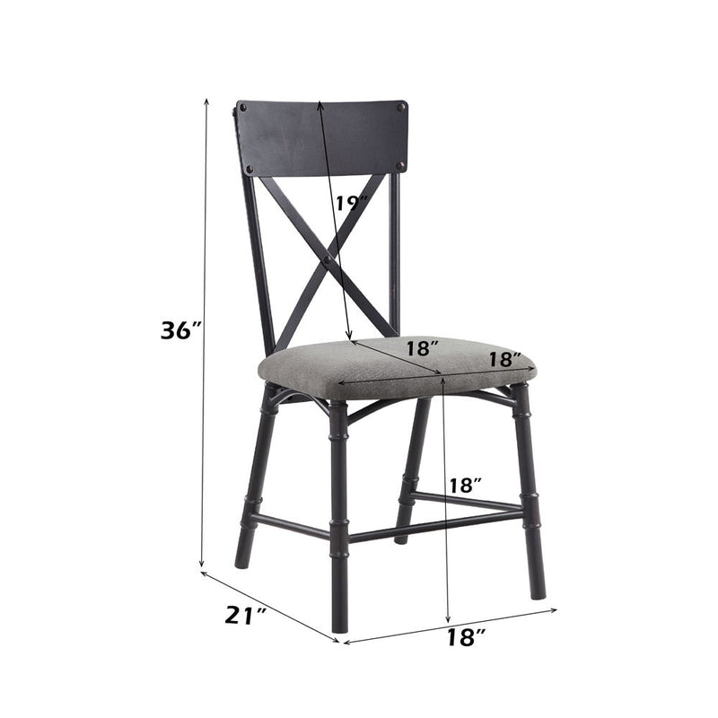 Edina - Side Chair (Set of 2) - Gray Fabric, Oak & Sandy Black Finish - Atlantic Fine Furniture Inc