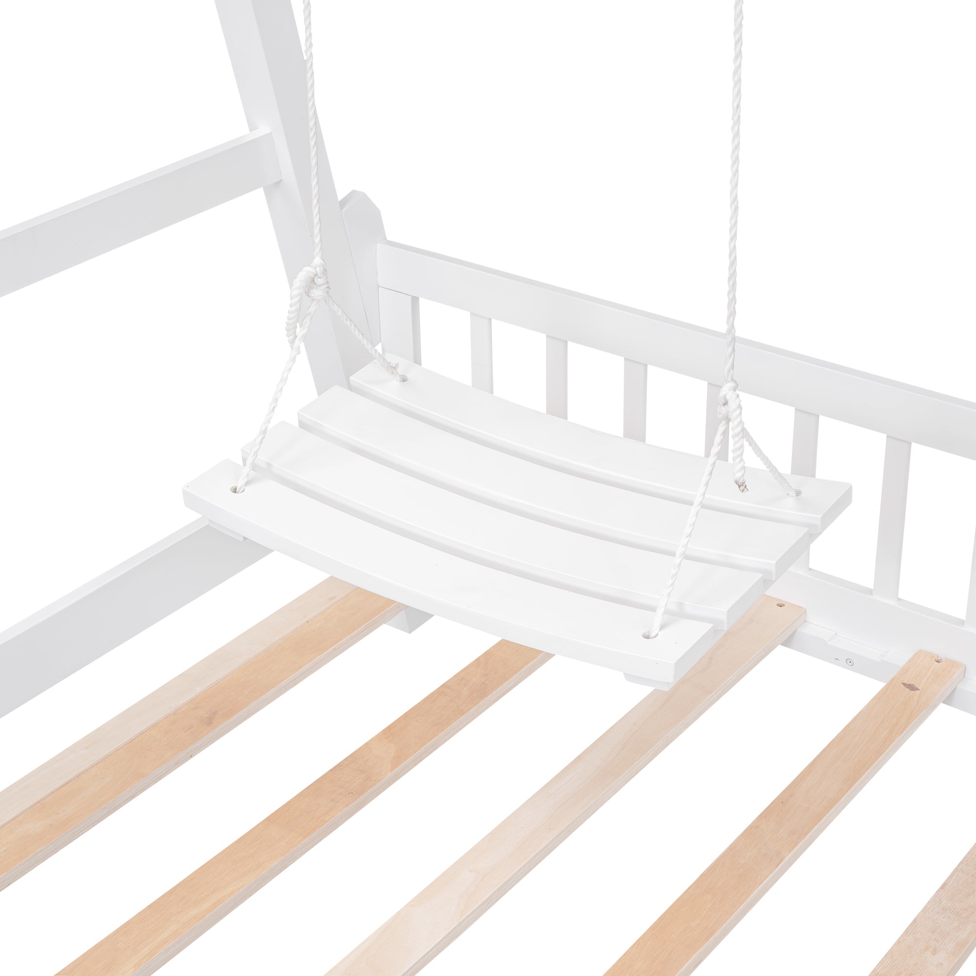 Extendable Twin Daybed with Swing and Ring Handles, White(Twin bed can be pulled out to be King) - Atlantic Fine Furniture Melbourne FL