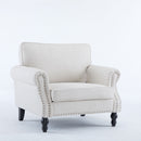 Rolled Arm Sofa With Nailhead Trim, 1 Seater Upholstered Couch With Wooden Legs