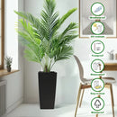 Elegant Square Planter With Automatic Watering System, Faux Rattan Design, Polypropylene (Set of 2) - Black