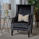 Elegant Velvet Club Chair With Tonal Piping