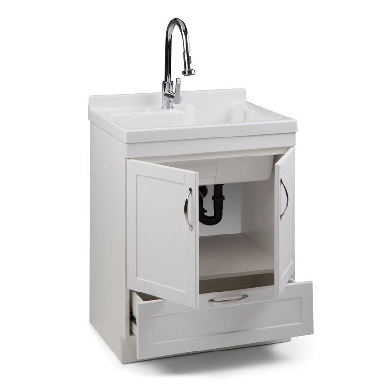 Maile - Laundry Cabinet With Pull-Out Faucet And Abs Sink - Pure White